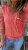 Solid Color Round Neck Mid-sleeve Top