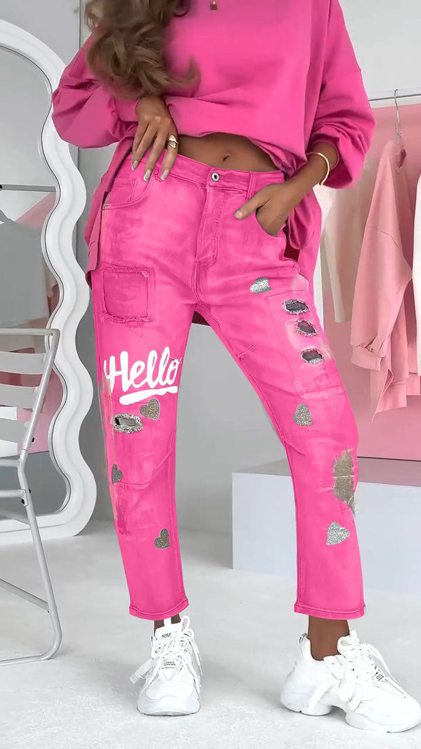 Women's Street Graffiti Casual Jeans