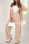 Women's Lapel Solid Color Striped Casual Suit