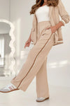 Women's Lapel Solid Color Striped Casual Suit