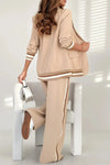 Women's Lapel Solid Color Striped Casual Suit