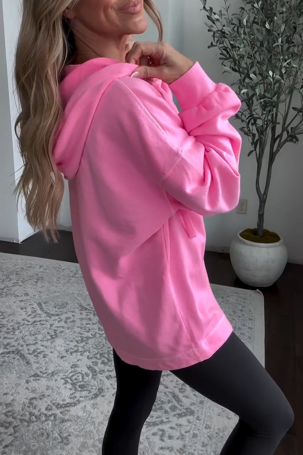 Women's Casual Solid Color V-Neck Hooded Sweatshirt