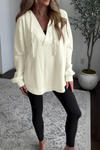 Women's Casual Solid Color V-Neck Hooded Sweatshirt