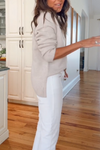 Women's Casual Solid V-Neck Knit Sweater and Casual Straight Pants