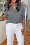 Women's Casual Solid V-Neck Knit Sweater and Casual Straight Pants