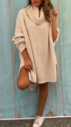Ladies' Round Knitted Striped Casual Sweater