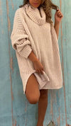 Ladies' Round Knitted Striped Casual Sweater