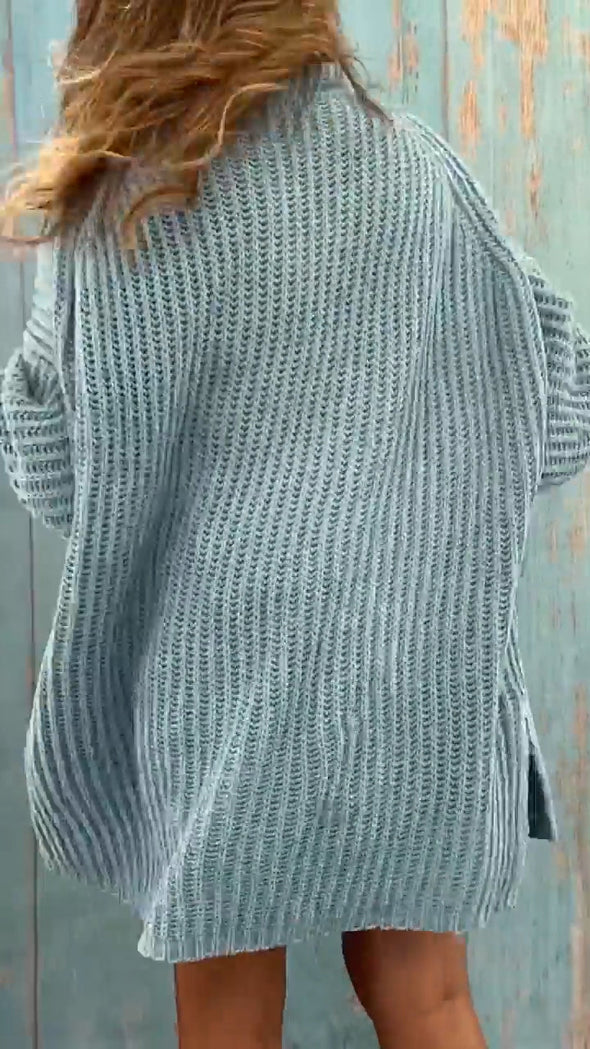 Ladies' Round Knitted Striped Casual Sweater