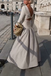 Women's Elegant Solid Color Round Neck Backless A-Line Dress