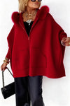 Women Fur Collar Solid Color Casual Jacket