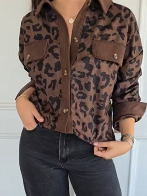 Women Lapel Printed Casual Top