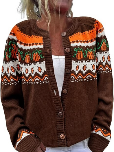 Women Printed Casual Knit Cardigan