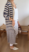 Womens Striped Casual Long Cardigan