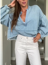 Womens V-neck Spliced Casual Top