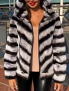 Women Plush Striped Casual Coat