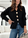 Womens V-neck Buttoned Casual Cardigan