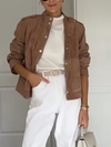 Women Lapel Buttoned Casual Jacket