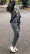 Women Round Neck Printed Top + Pants Casual Suit