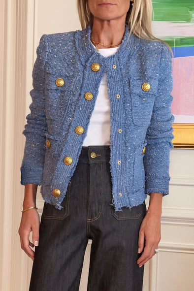 Women Round Neck Breasted Casual Jacket