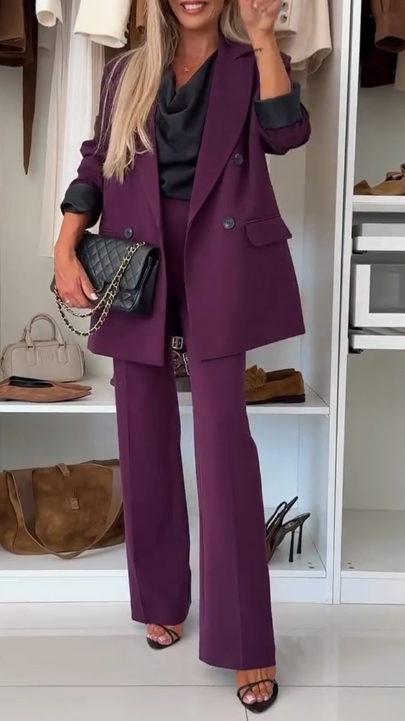 Women Lapel Jacket + Pants Temperament Commuter Set