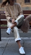 Women Round Neck Knitted Sweater + Pants Casual Suit