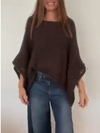 Women Round Neck Knitted Hollow Out Casual Smock