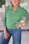 Womens Lapel Half Zipper Casual Top