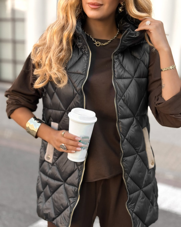 Womens Round Neck Hooded Casual Vest