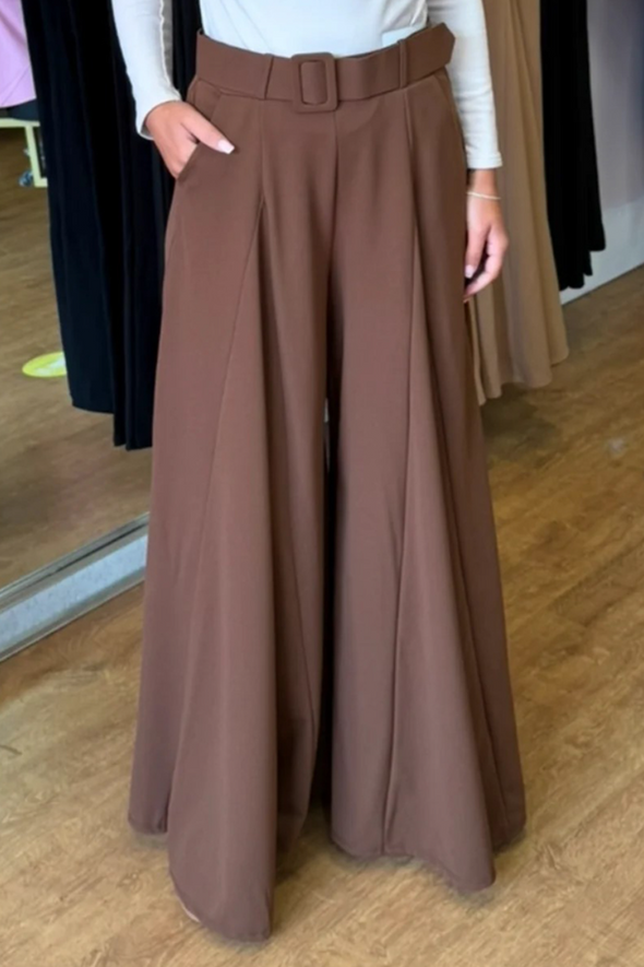 Women Solid Color Wide-leg Casual Pants
