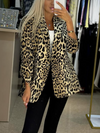 Womens Lapel Leopard Print Casual Jacket