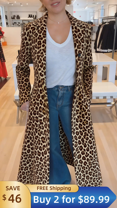 2 for $89.99 + FREE Ship 🔥 Women Lapel Leopard Print Casual Flared Coat