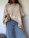 Women Round Neck Knitted Hollow Out Casual Smock