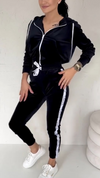Womens Round Neck Hooded Drawstring Top + Pants Casual Suit
