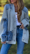 Women Spliced Knitted Casual Cardigan