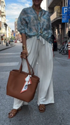 Womens round neck printed top + pants casual suit