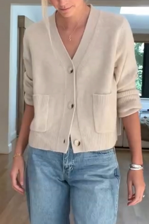 Women V-neck Knitted Casual Cardigan