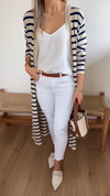 Womens Striped Casual Long Cardigan