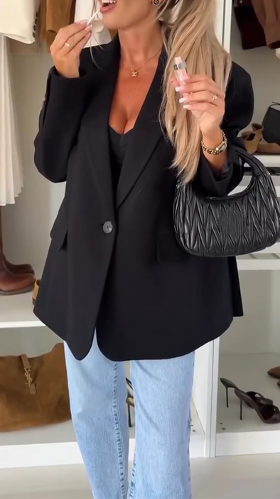 Ladies Lapel Solid Color Temperament Commuter Jacket