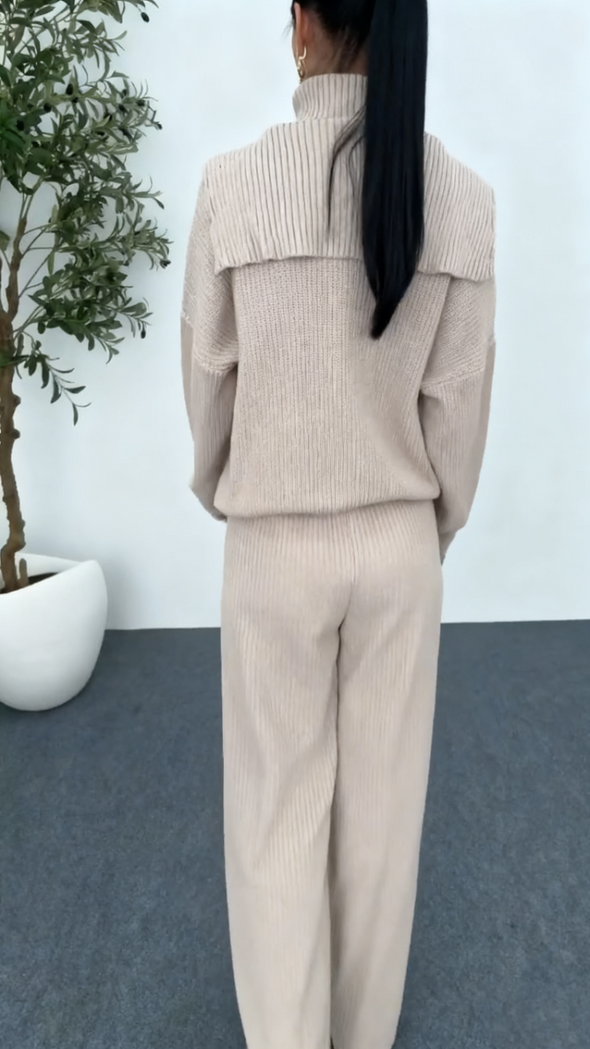 Women Lapel Jacket + Pants Casual Suit