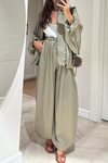 Women Round Neck Zipper Jacket + Pants Casual Suit