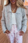 Women Lapel Beaded Casual Cardigan