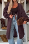 Women Solid Color Plush Casual Cardigan