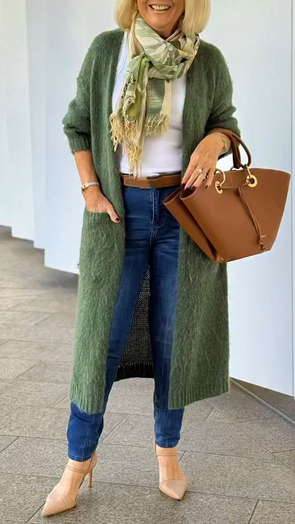 Womens Plush Casual Cardigan