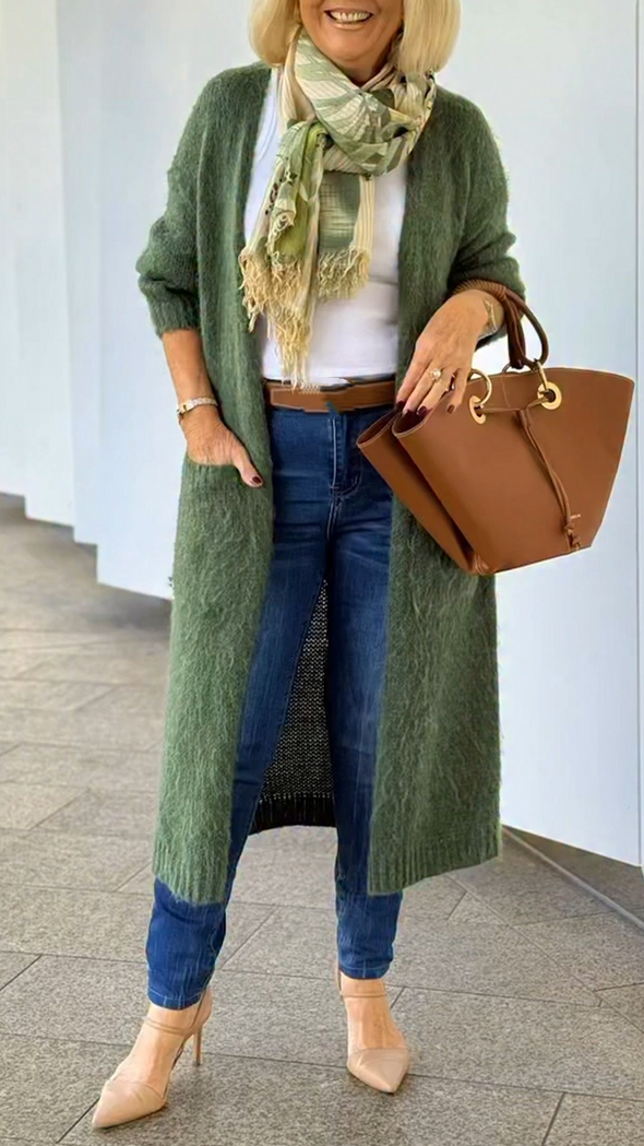 Womens Plush Casual Cardigan