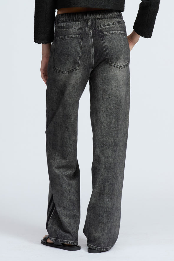 Womens Washed Vertical Pattern Casual Sweatpant Jeans