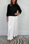Women's solid color Long Sleeve Jumper & Pleated Bottom Dress