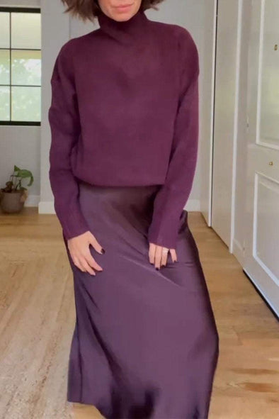 Women's Long Sleeve Sweater and Skirt Two Piece Set