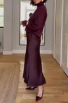 Women's Long Sleeve Sweater and Skirt Two Piece Set