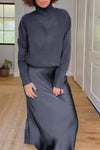 Women's Long Sleeve Sweater and Skirt Two Piece Set