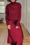 Women's Long Sleeve Sweater and Skirt Two Piece Set